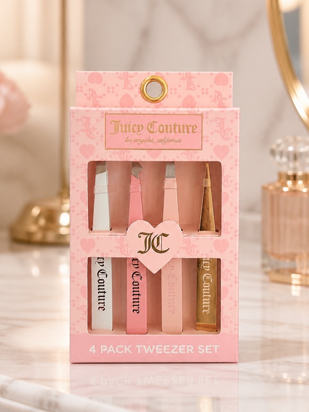 Juicy Couture 4-Piece Tweezer Set Pink & Gold